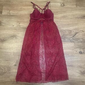 Vintage Strappy Red Lace Lingerie Dress
